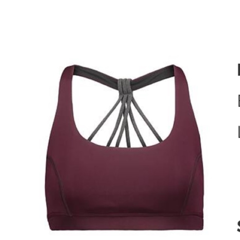 Women's Strappy Back Sports Bra - Burgundy and Gray